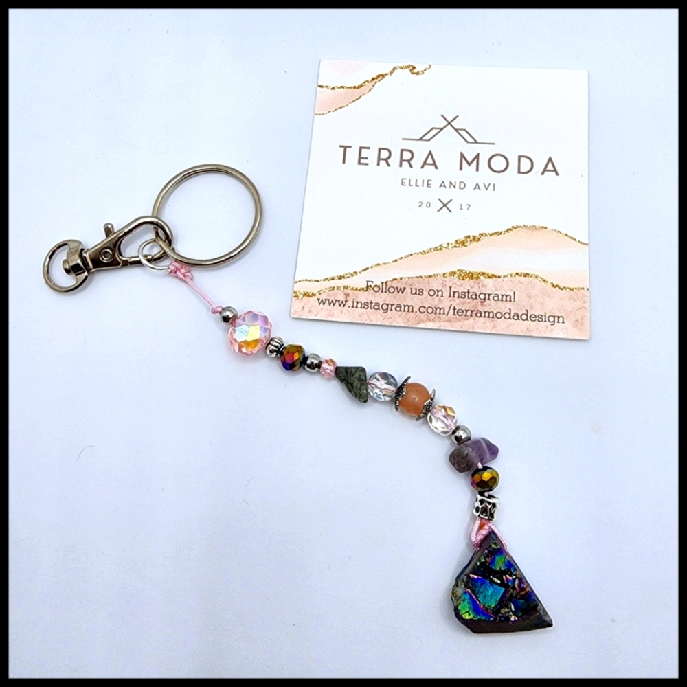 Druzy and Amethyst Keychain / Phone Jewelry
